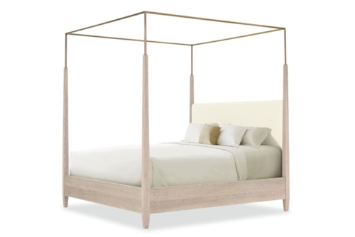 Contemporary Metal Canopy King Poster Bed - Sand