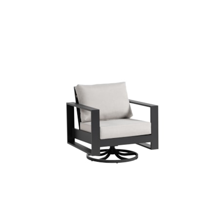 Modern Ladder-Back Swivel Club Chair