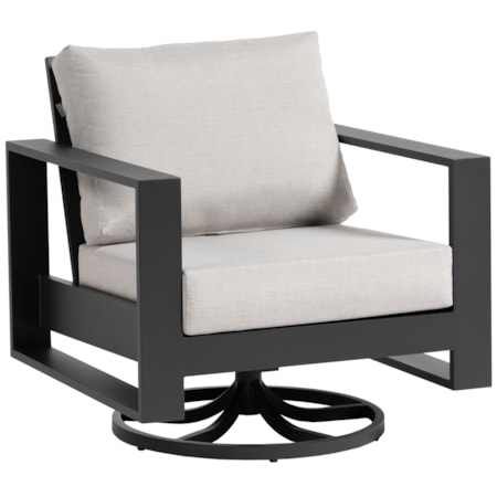 Modern Ladder-Back Swivel Club Chair