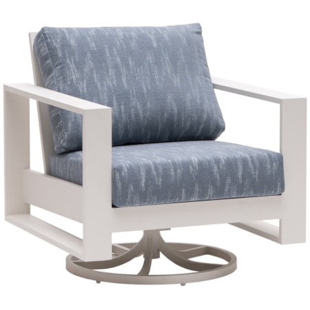Modern Ladder-Back Swivel Club Chair