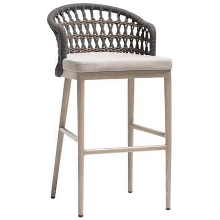 Rope Barrel-Back Bar Chair