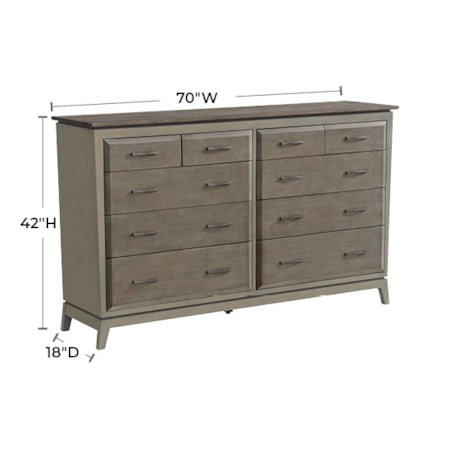 70&quot;W Dresser 10-Drawer Dresser