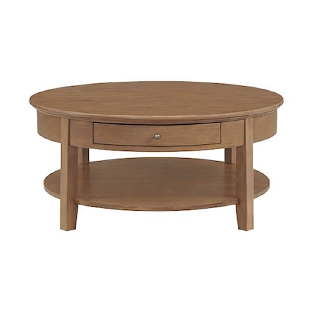 1-Drawer Round Cocktail Table