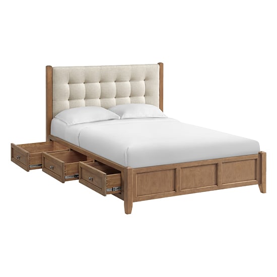 Queen Upholstered Panel Storage Bed