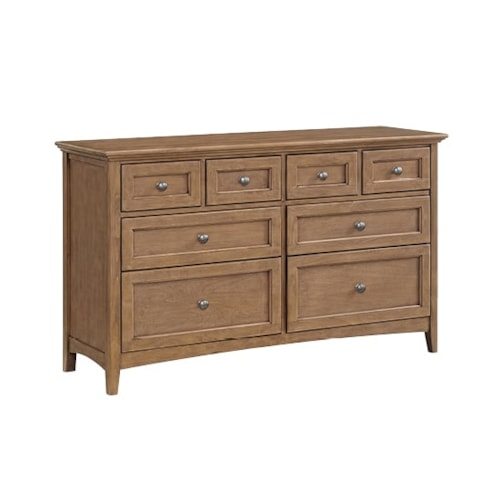 Transitional 8-Drawer Dresser with Adjustable Drawer Glides