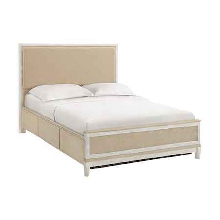 Queen Upholstered Panel Storage Bed