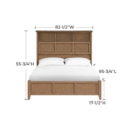 Queen Bookcase Storage Bed