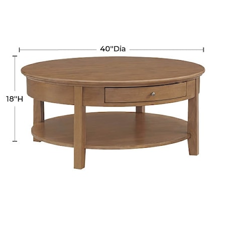 1-Drawer Round Cocktail Table