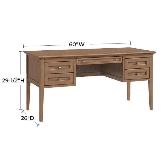 Whittier Wood McKenzie 4-Drawer Desk