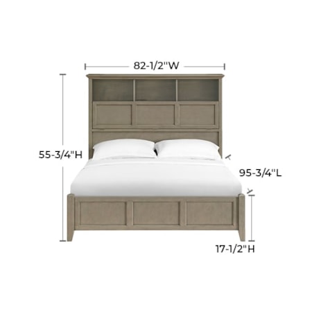 Queen Bookcase Storage Bed