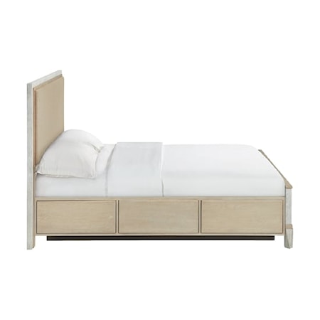 Queen Upholstered Panel Storage Bed