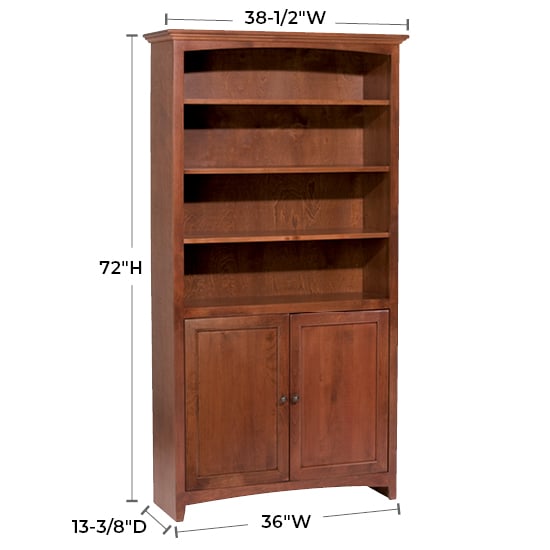 Whittier Wood McKenzie 36"W X 72"H Bookcase W/Doors