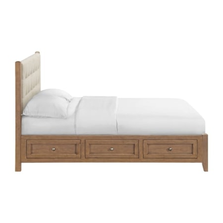 Queen Upholstered Panel Storage Bed