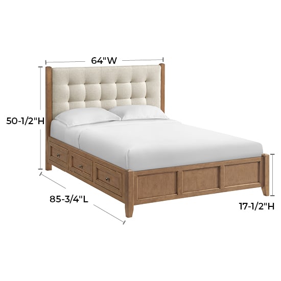 Queen Upholstered Panel Storage Bed