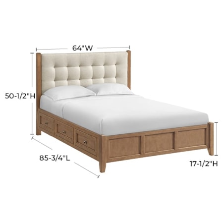 Queen Upholstered Panel Storage Bed