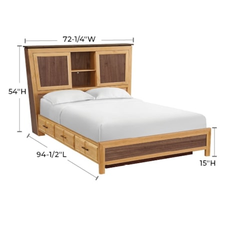 Queen Bookcase Storage Bed