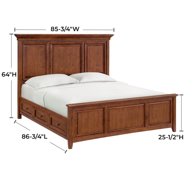 Whittier Wood McKenzie Glazed Cherry King Grand Storage Bed