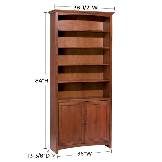 Whittier Wood McKenzie 36"W X 84"H Bookcase W/Doors