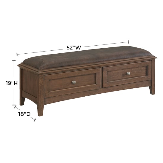 Whittier Wood McKenzie 2-Drawer Bench