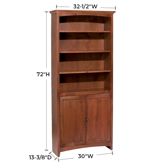 Whittier Wood McKenzie 30"W X 72"H Bookcase W/Doors