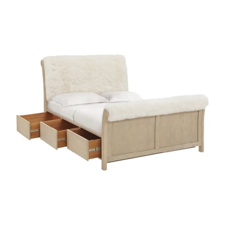 Queen Sheepskin Storage Bed