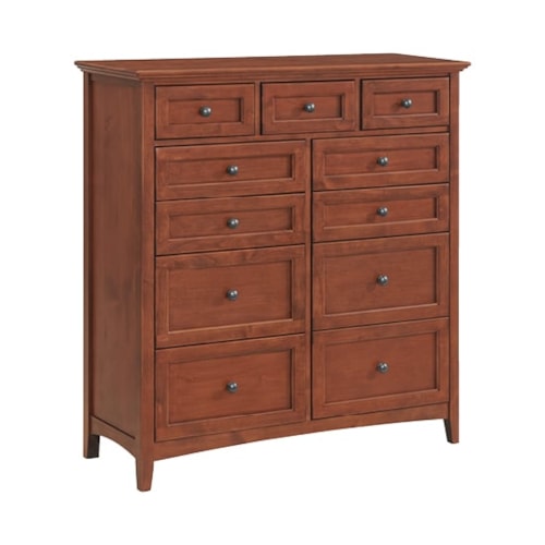 Transitional 11-Drawer Chest with Adjustable Drawer Glides