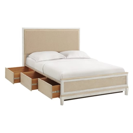 Queen Upholstered Panel Storage Bed