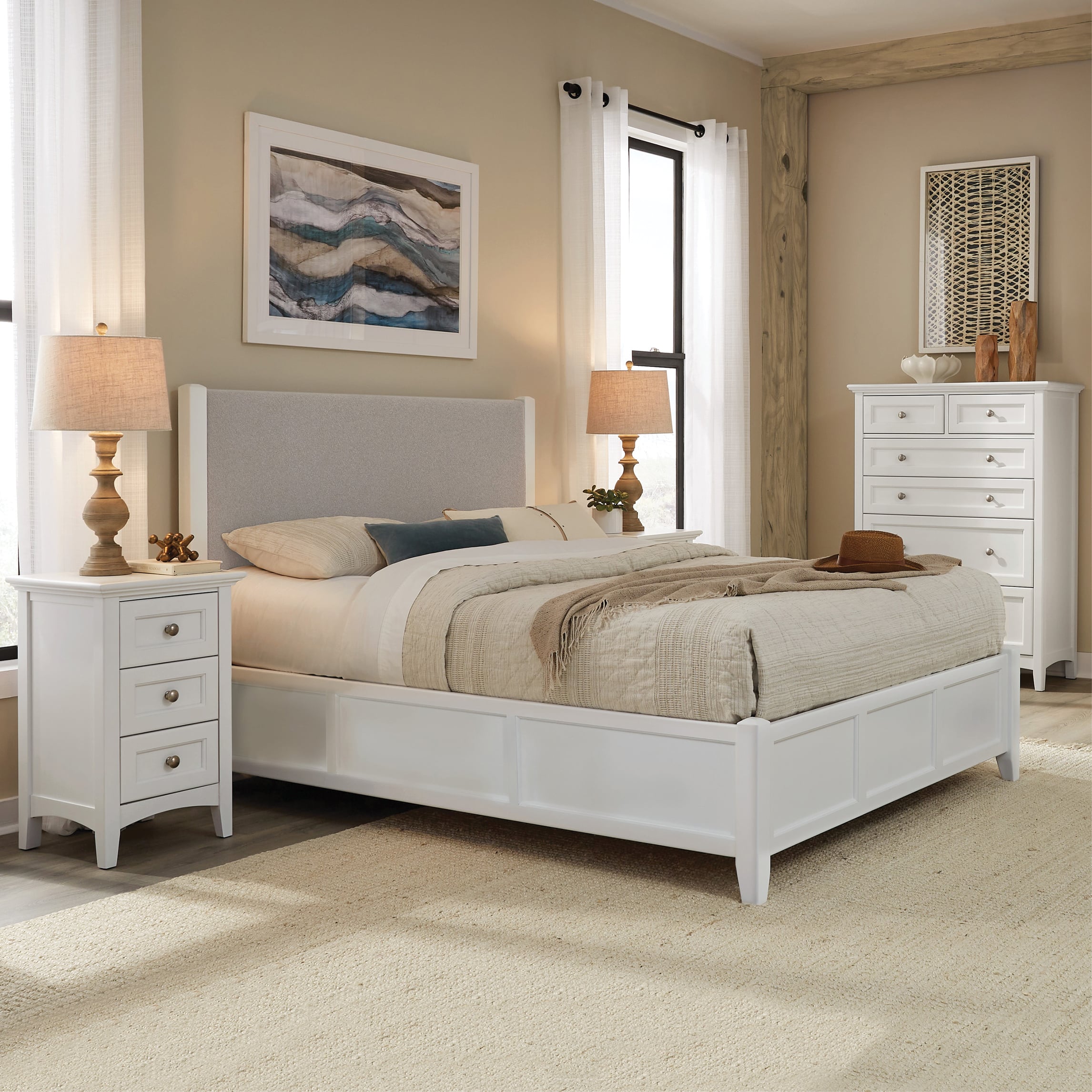 Whittier Wood McKenzie Customizable Queen Upholstered Panel Bed