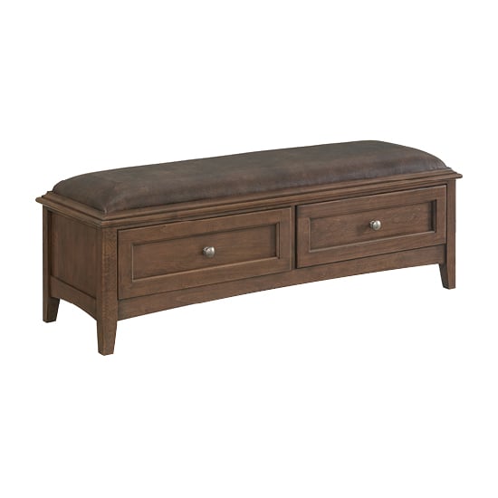 Transitional 2-Drawer Bench with Bonded or Faux Leather Upholstery