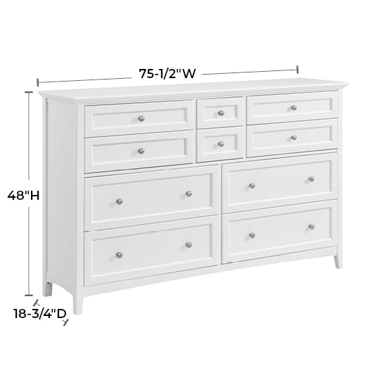 Whittier Wood McKenzie Glazed Cherry 10-Drawer Dresser