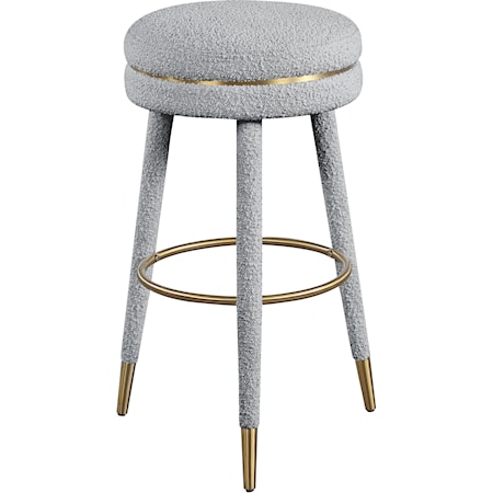 Upholstered Boucle Fabric Swivel Bar Stool