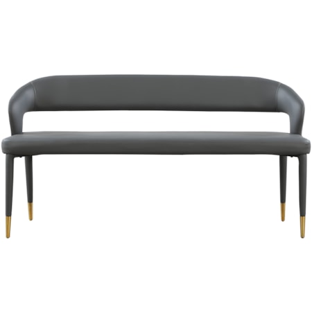 Upholstered Grey Faux Leather Bench