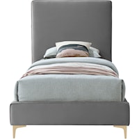Contemporary Geri Twin Bed Grey Velvet