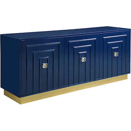 Navy Lacquer Sideboard with Gold Base