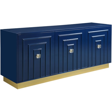 Navy Lacquer Sideboard with Gold Base