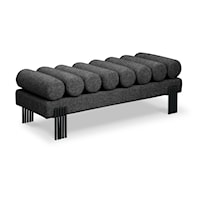 Contemporary Upholstered Linen Textured Accent Bench - Black