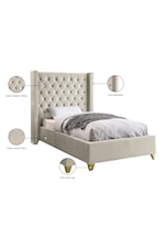 Meridian Furniture Barolo Contemporary Upholstered Green Velvet Queen Bed