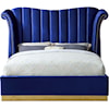 Meridian Furniture Flora Upholstered Navy Velvet Queen Bed 