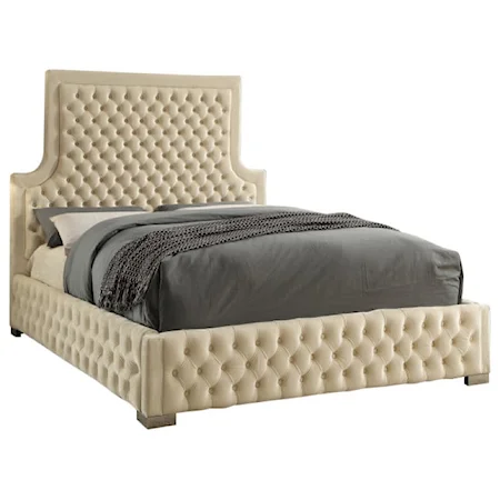 Sedona Cream Velvet Queen Bed