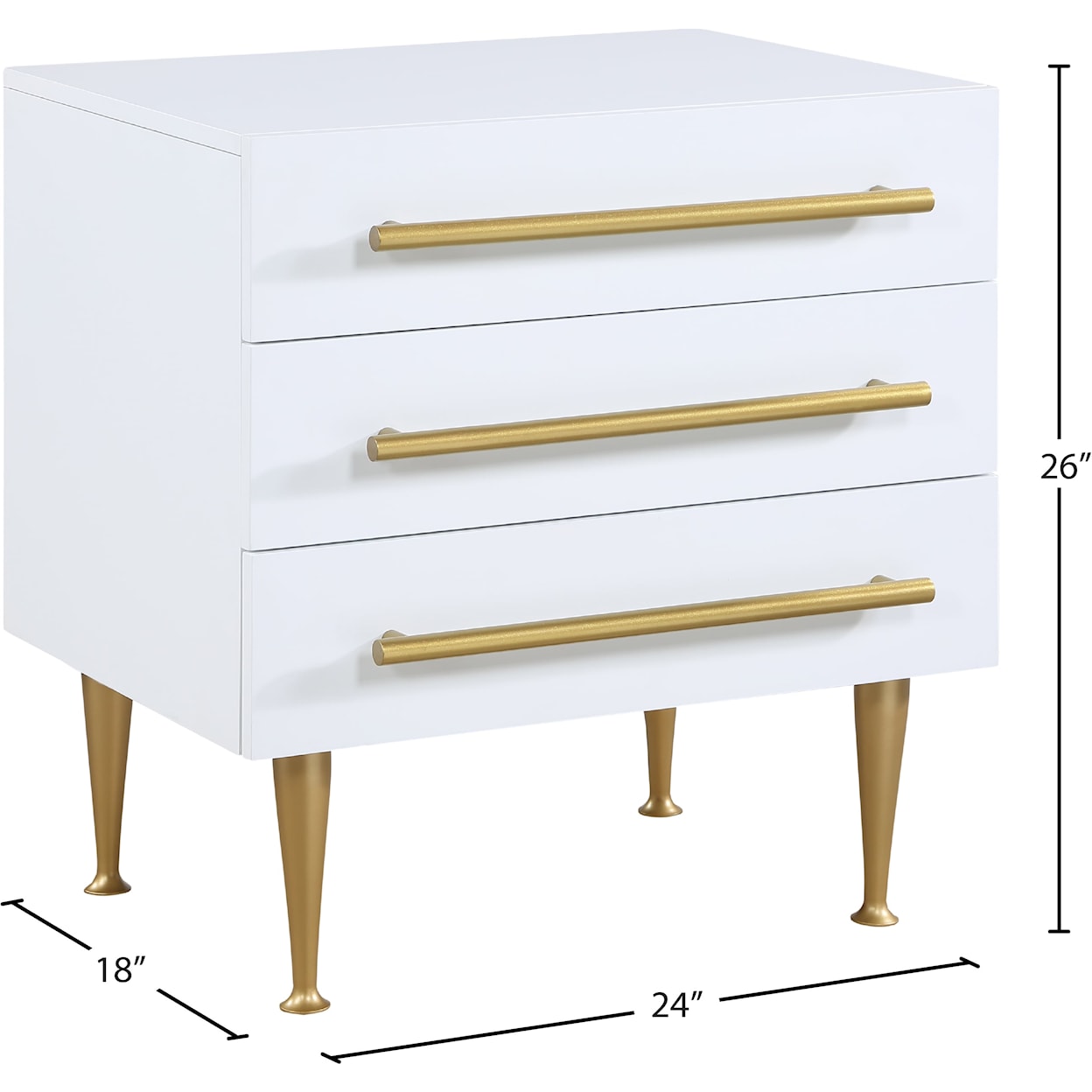 Meridian Furniture Marisol 3-Drawer Nightstand