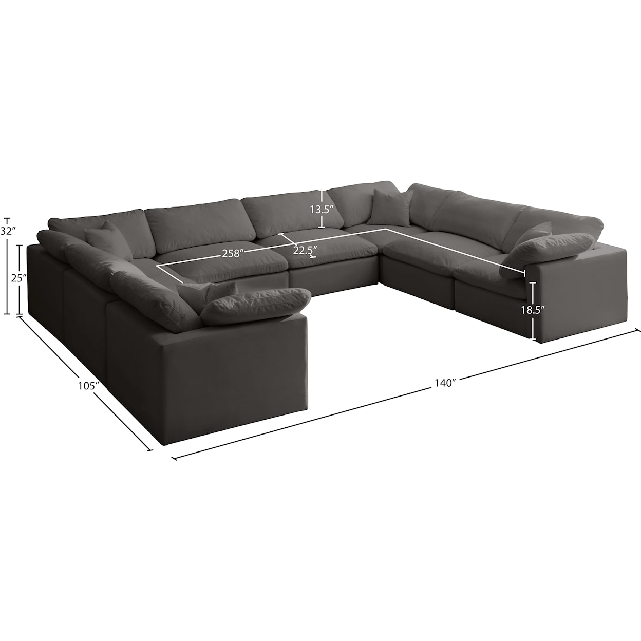 Meridian Furniture Plush Standard Comfort Modular Sectional