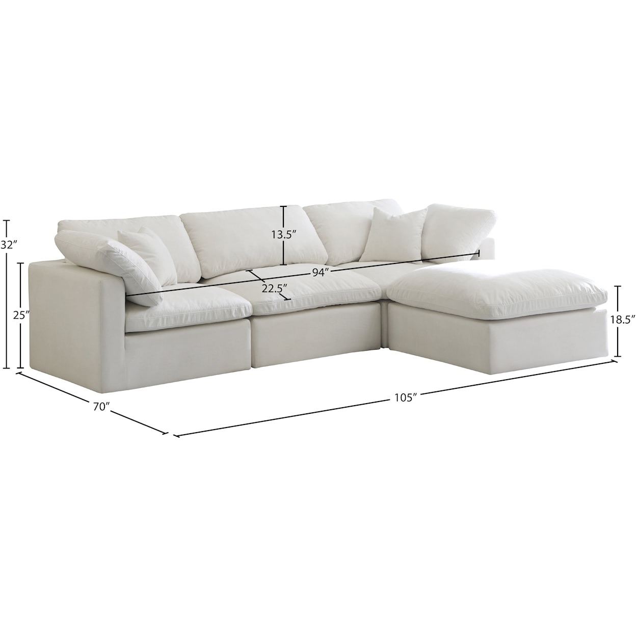 Meridian Furniture Plush Standard Comfort Modular Sectional