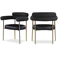 Contemporary Black Fabric and Faux Leather Dining Chair