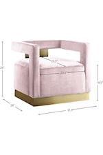 Meridian Furniture Armani Contemporary Pink Velvet Accent Chair with Gold Base