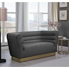 Meridian Furniture Bellini Grey Velvet Loveseat with Gold Steel Base