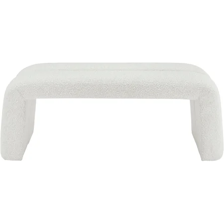 Contemporary Arc Bench Cream Boucle Fabric