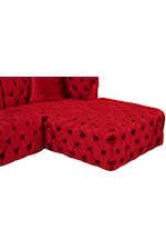 Meridian Furniture Coco 3-Piece Red Velvet Sectional Sofa with Tufting