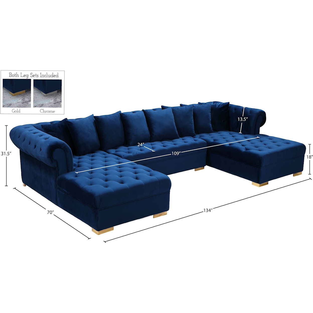 Meridian Furniture Presley 3pc. Sectional