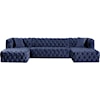 Meridian Furniture Coco 3-Piece Velvet Sectional Sofa with Tufting