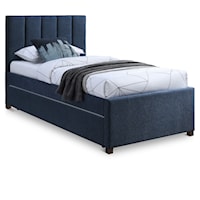 Harper Navy Linen Textured Fabric Twin Trundle Bed